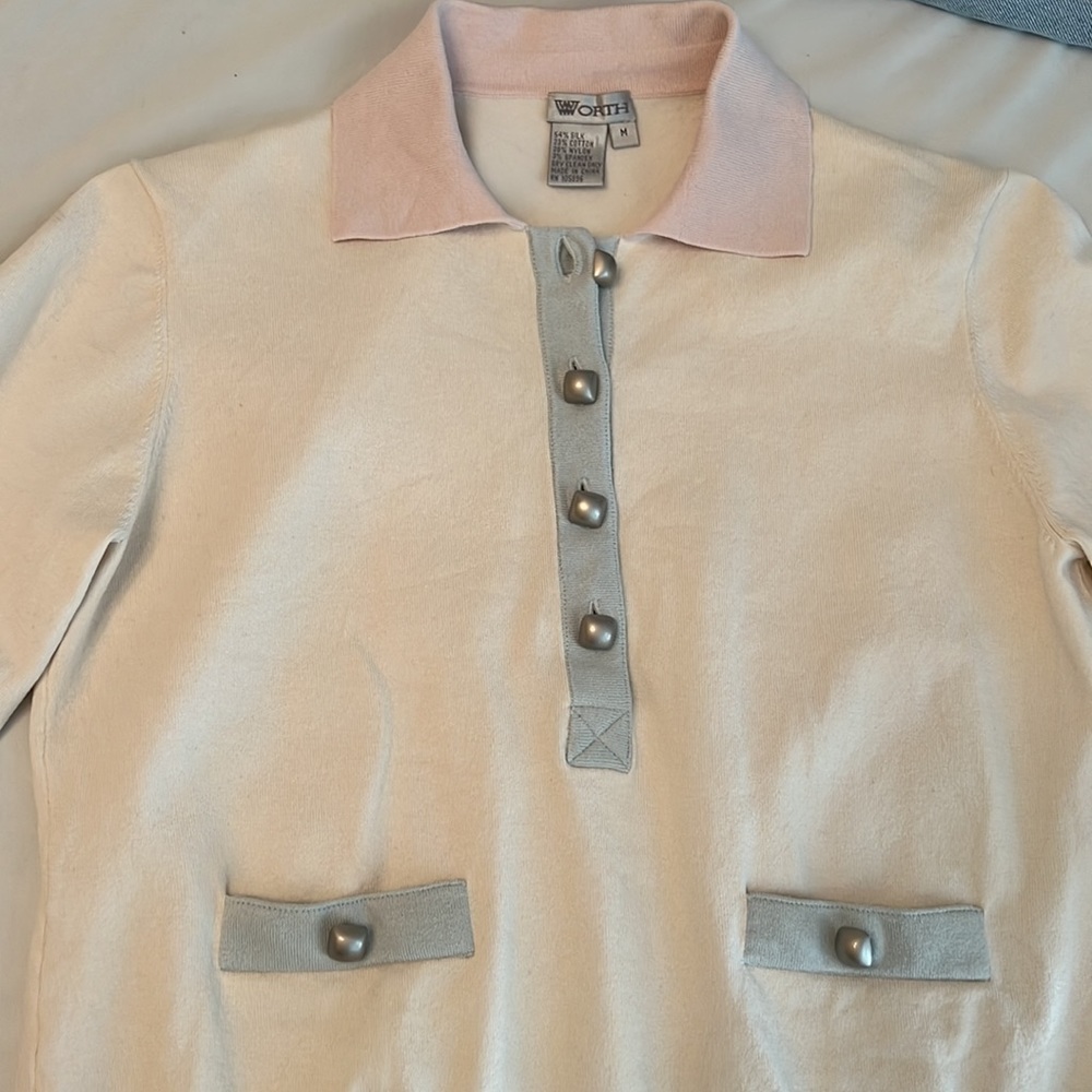 Thrifted Vintage Blouse w/ Buttons & Color Patch Detail